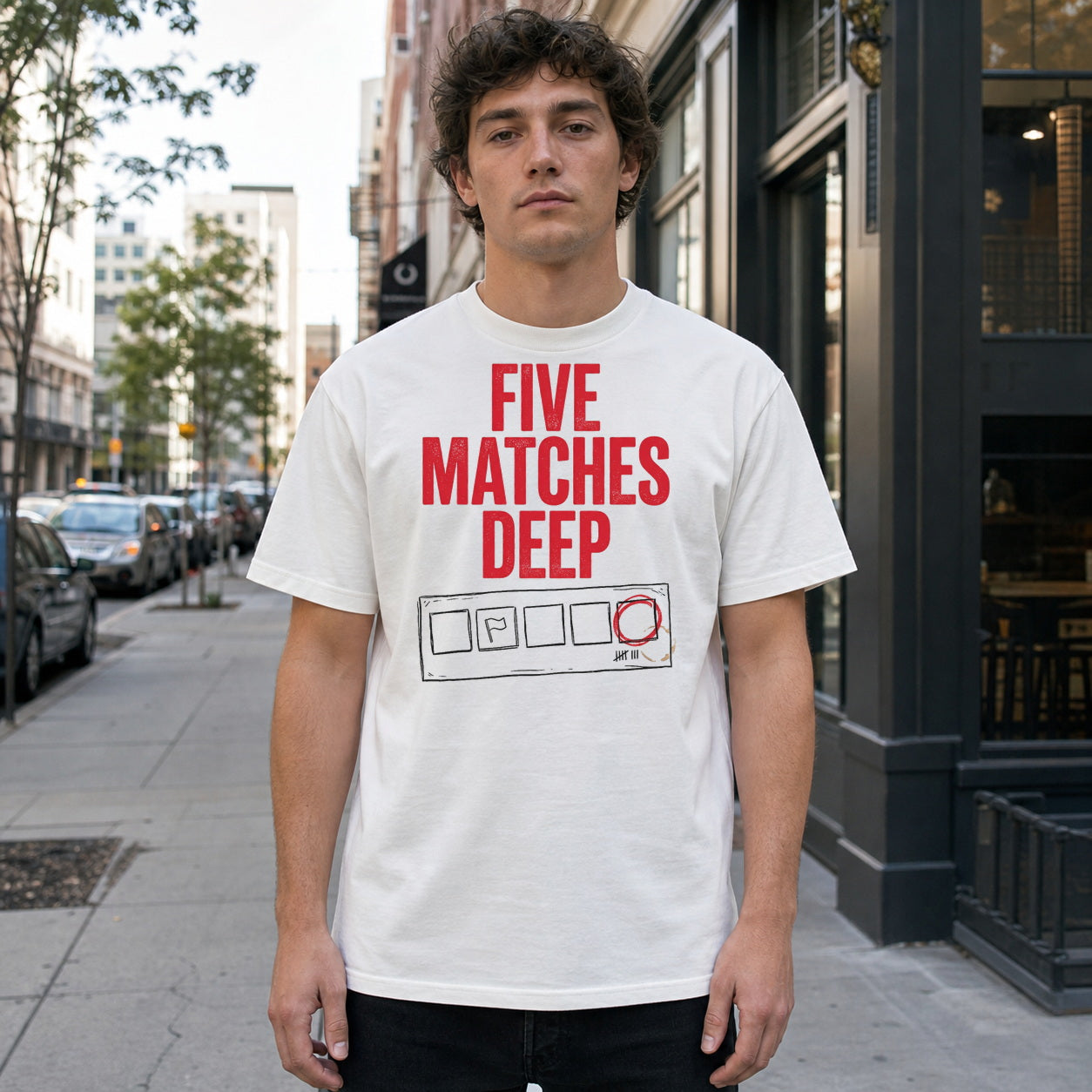 five matches deep football culture t-shirt lifestyle photo (men)