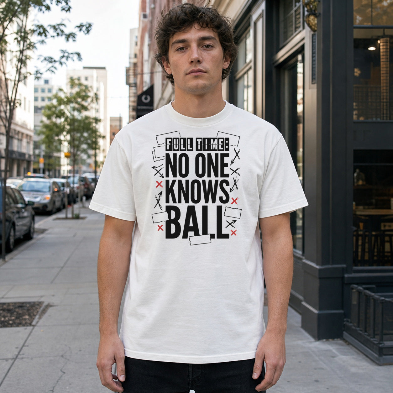 full time no one knows ball football culture t-shirt lifestyle photo (men)
